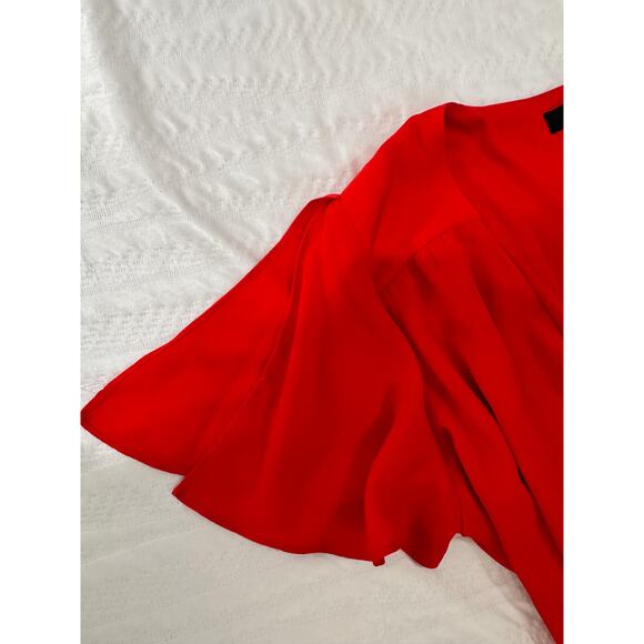 Lulus Wrap Dress Women’s Large Red Bow Rise Occasion Cherry Romantic - Picture 12 of 16